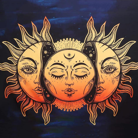 Golden Suns Moon Large Wall Tapestry - Wild Time Fashion