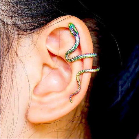 Multicolor Snake Ear Cuff Earring- Wild Time Fashion 
