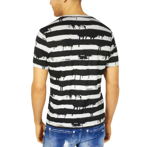 Men’s Graphic Studded Star Striped V Neck Short Sleeve T Shirt - XXL