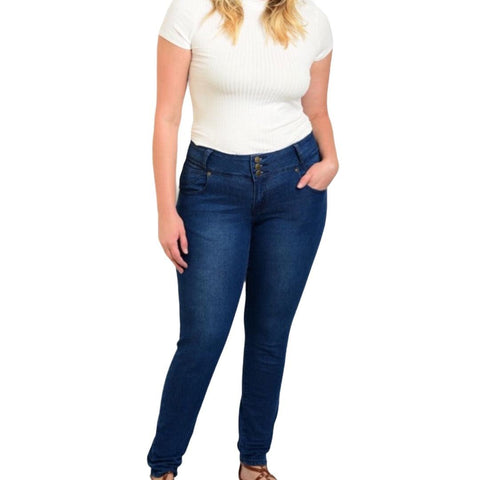 Women's Plus Size Mid Rise Dark Denim Skinny Jeans - Size 20 - Wild Time Fashion