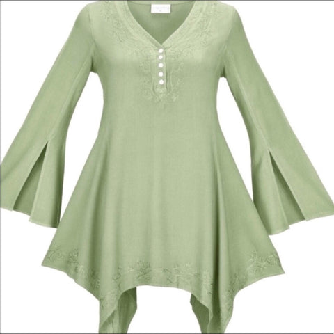 Women's Exquisite Embroidered Asymmetrical Tunic Top