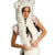Animal Hood White Faux Fur Hat Ear Flaps Mitten Paws Cosplay - Wild Time Fashion