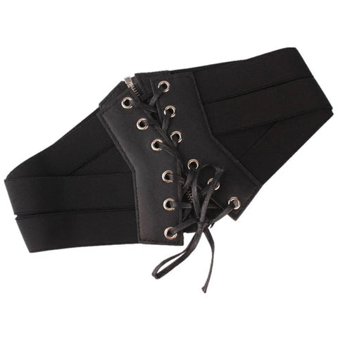 Black Lace Up Corset Belt - Wild Time Fashion