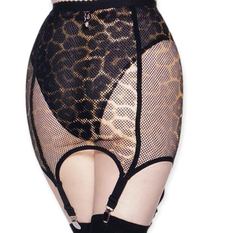 Killstar Leopard Fishnet Suspender Mini Skirt
