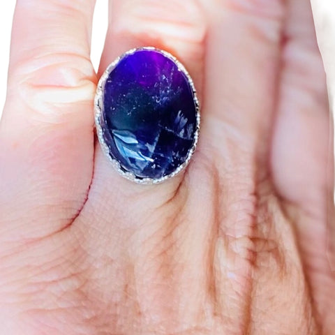 Women’s Purple Amethyst 925 Sterling Silver Ring Size 7