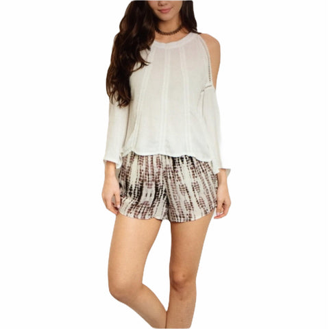 Women's Tie Dye Beige Runner Shorts