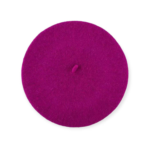 Fushcia Pink Classic French Beret Solid Colored Hats - OSFM - Wild Time Fashion