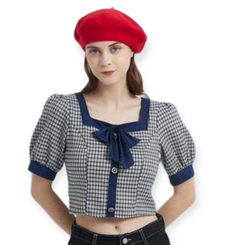 Red Classic Wool Beret Solid Colored Hats