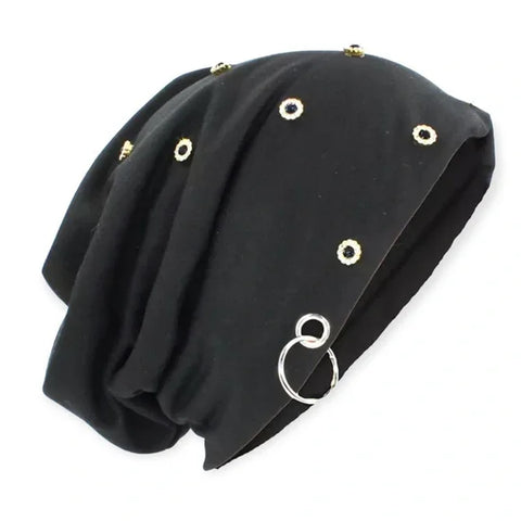 Studded O Ring Fleece Lined Beanie Caps - Wild Time Fashion