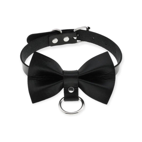 Black Bow Leather Choker Necklace