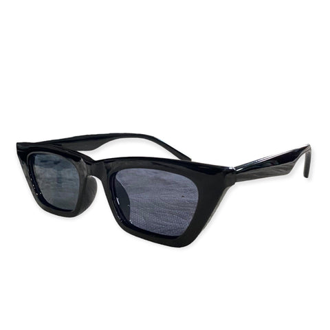 Black Cat-Eye Frame  Gray Lens Sunglasses - Medium- Wild Time Fashion