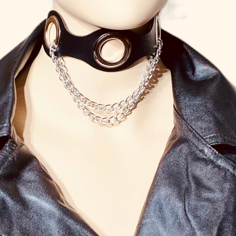 Black Bold Rivets Chain Choker Necklace - Wild Time Fashion