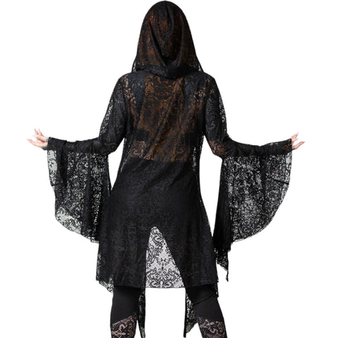 Killstar Black Lace Veiled Cloak