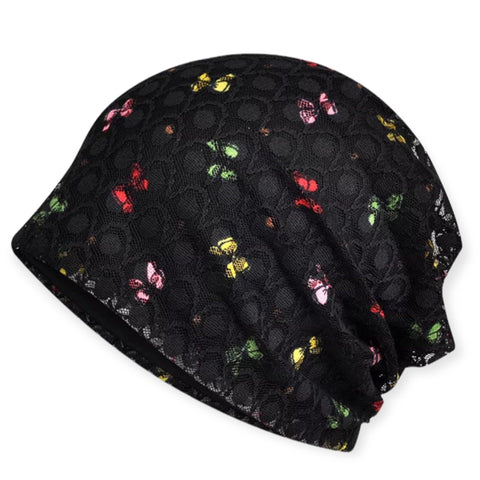 Lace Hollow Mesh Multicolor Bows Beanie - Wild Time Fashion