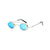 Oval Shaped Cool Blue Mirror Clip-On Gold Metal Framed Sunglasses with Clear Lenses  - Small - Wild Time Fashion