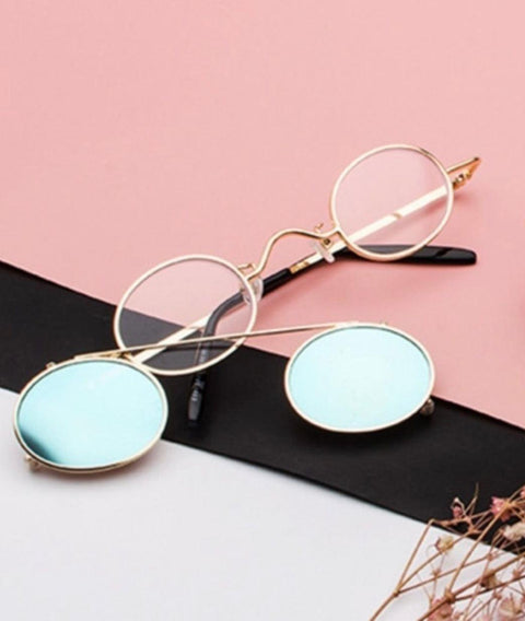 Stylish Blue Mirror Clip-On Sunglasses - Wild Time Fashion