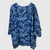 Women's Plus Size V Neck Ruffled Buttons Blue & White Tie Dye Cotton Blouse - 1X - Wild Time Fashion