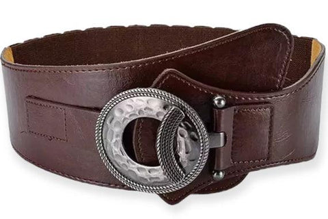 Stylish Hammered Buckle Leather Asymmetric Waist Belt- Wild Time Fashion