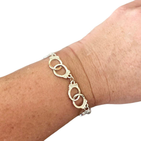 Women's Silver Linked Handcuffed Stamped "Forever" Adjustable Bracelets - One Size-Wild Time Fashion