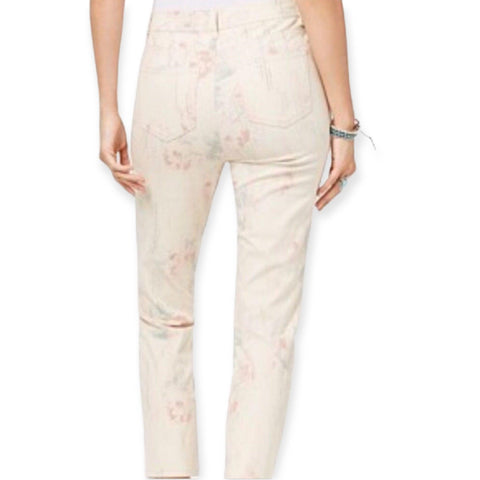 High Rise Denim Floral Pastel Tapered Ankle Jeans