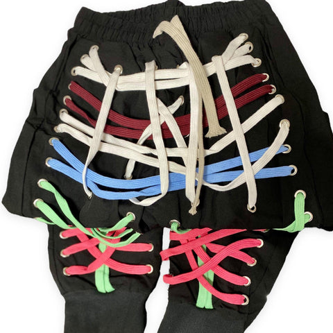 Drawstring Joggers Loose Straps Bandage Hip Hop Tapered Trouser Pants Size Large