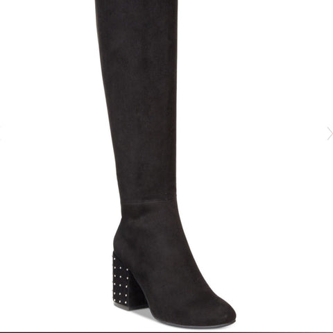 Black Suede Knee High Boots - Wild Time Fashion