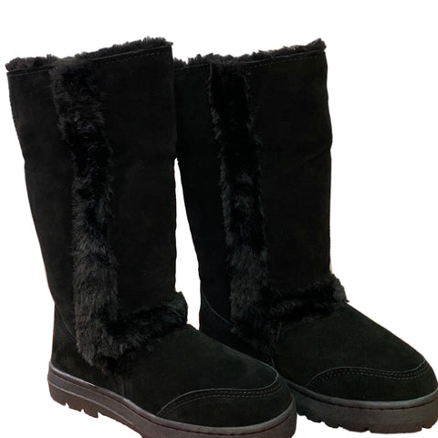 Black Suede Winter Boots - Wild Time Fashion