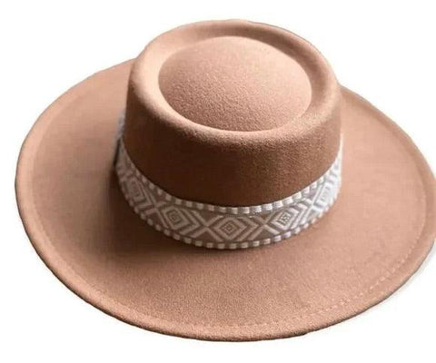 Boater Hat Round Crown Wide Stiff Brim - Year Around Boater Hat