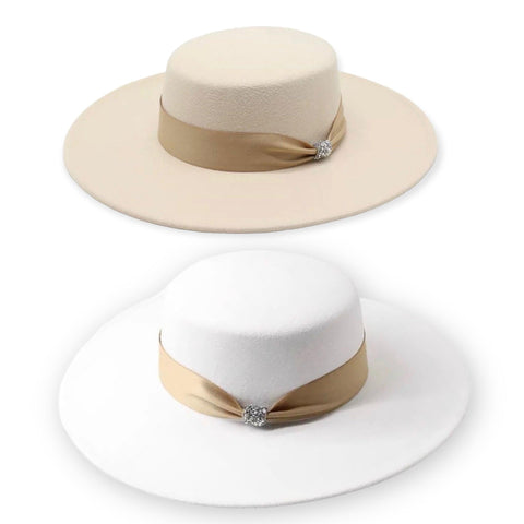Spectacular Beige Wide Brim Fedora Hat