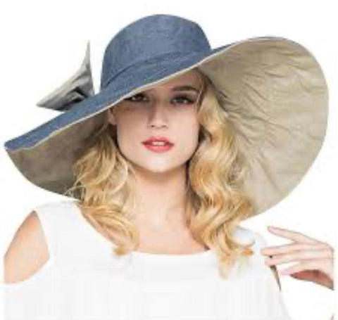 Reversible Cotton Foldable Big Bow Sweet Summer Shade Panama Hat - 7.5 - Wild Time Fashion
