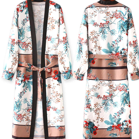 Elegant Colorful Floral Kimono Robe - Wild Time Fashion