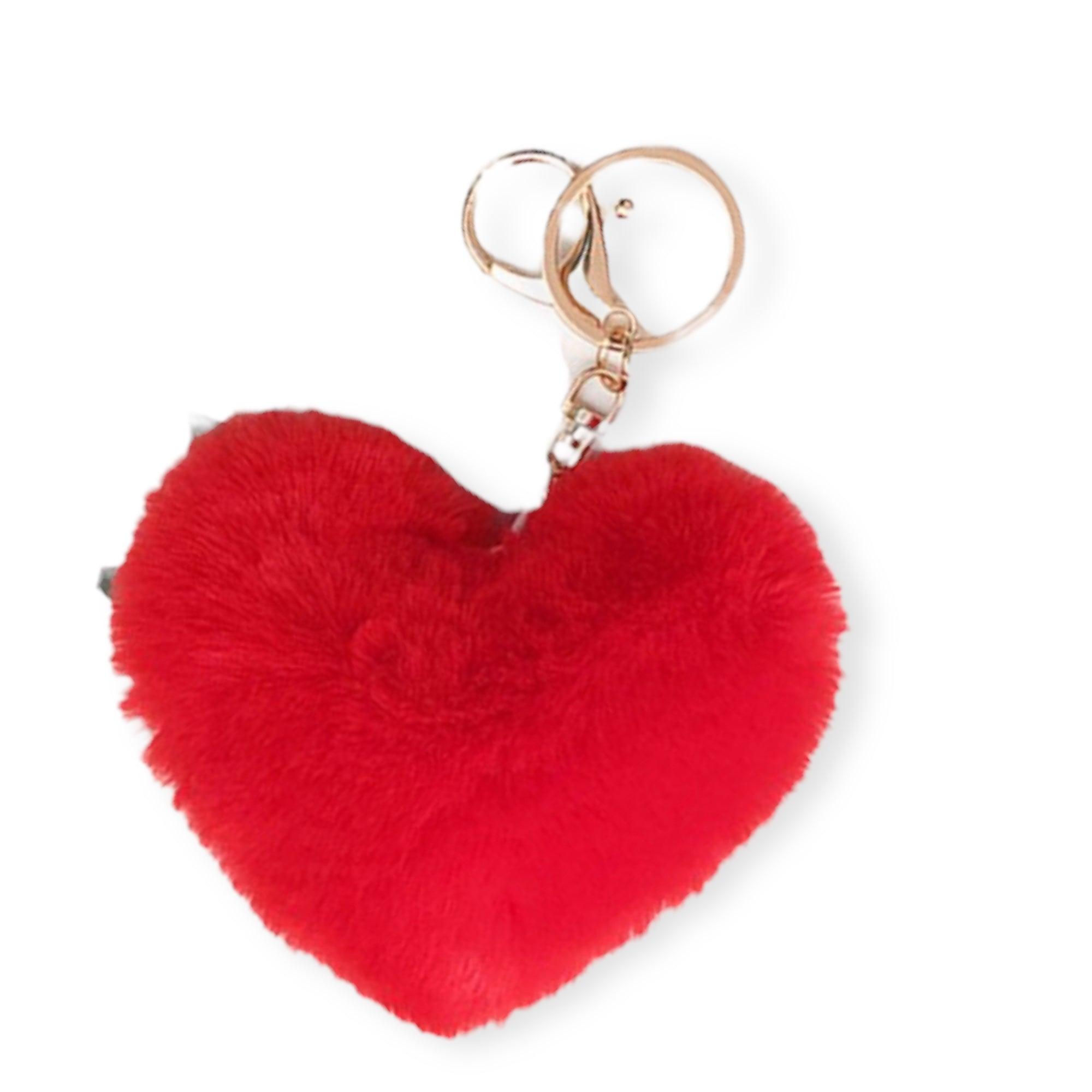 Fluffy Heart Pom Pom Keychain