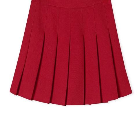 Dark Red Pleated Skater Tennis Skirt