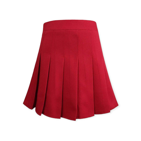 Dark Red Pleated Skater Tennis Skirt