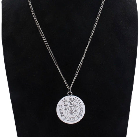 Silver Round Pentagram Necklace