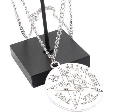 Silver Round Pentagram Necklace