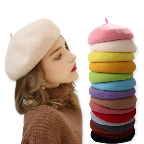 Women's Classic Wool Beret Solid Colored Hats - Wild Time Fashion