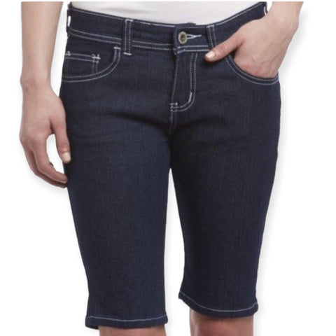 Women's Jean Shorts Embroidery Rhinestone Embellished Back Pockets Shorts - Juniors 7/8