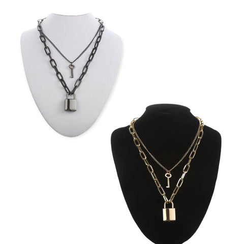 Lock and Key Layering Necklace - Wild Time Fashion