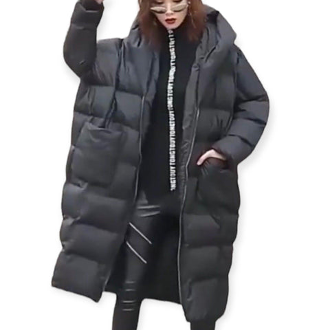 Black Quilted Long Puffer Coat