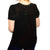 Black Plus V-Neck Studded Short Sleeve Pleated Mesh Blouse- Size 2XL -Wild Time Fashion