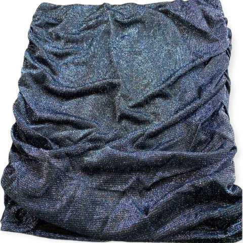 Women's Midnight Metallic Blue Flattering Mini Skirt - Large -Wild Time Fashion