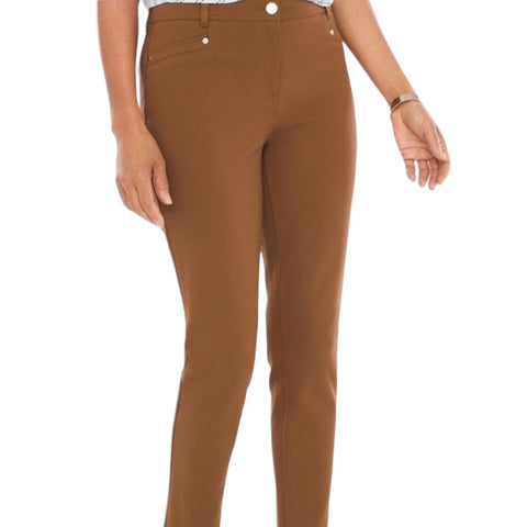 Brandy Brown Mid-Rise Tapered Ankle Trouser Pants
