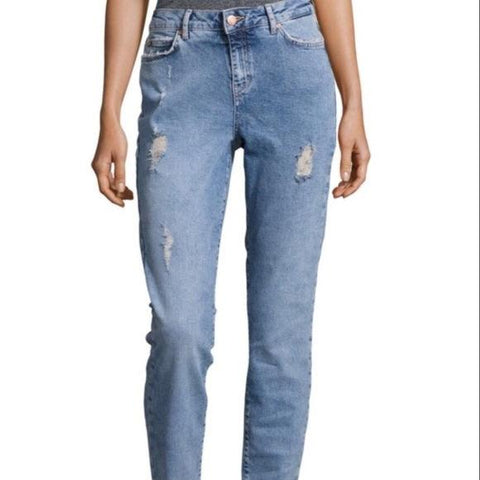 Mid Rise Denim Destroy Jeans