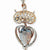 Rose Gold Austrian Crystal Open Heart Owl Pendant Statement Necklace