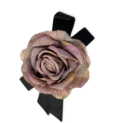 Women's Hand-dyed Blooming Rose Pastel Purple Brooch, Lapel Pin, Hair Accessory Handmade - One Size -Wild Time Fashion