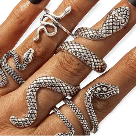 Cleopatra Silver Snake Ring - Wild Time Fashion