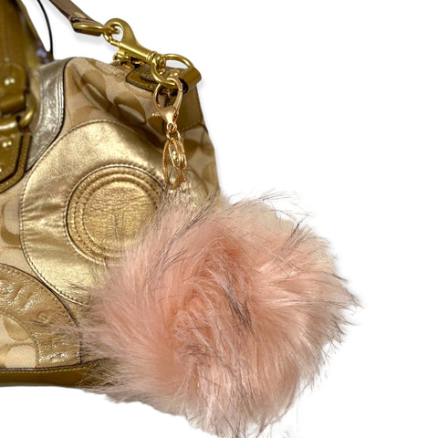 Large Pink Pom Pom Handbag Keychain Keyring Purse Accessory - Wild Time Fashion
