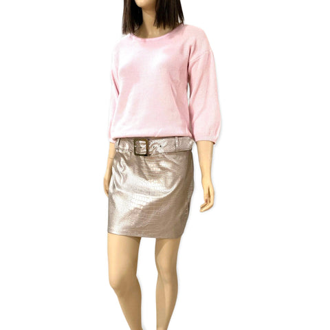 Metallic Leather Textured Mini Skirt