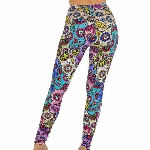 Women's Colorful Skull Leggings